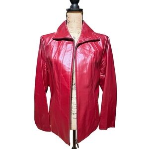 East 5th Dark Red Genuine Leather Jacket Women’s Petite Large Tailored Zip